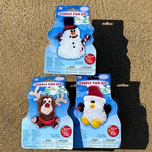 3 New Christmas Pom Kits from 2008 by Westrim Crafts Snowman Reindeer & Penguin